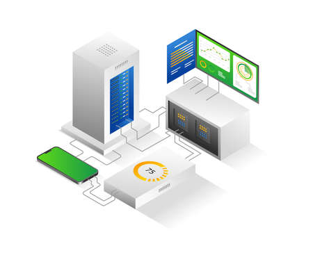 Technology cloud server application developer analysisのイラスト素材