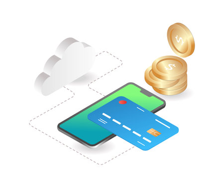 Cloud server network atm cardのイラスト素材