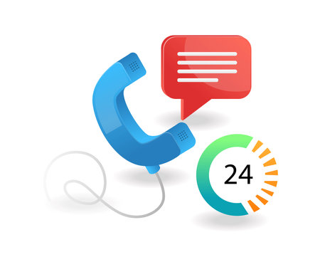 Customer service 24 hours communicationのイラスト素材