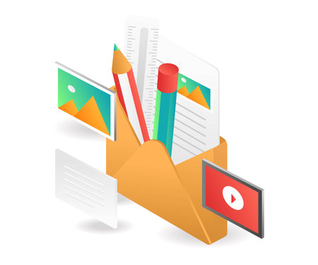 Email envelope with creative pencilのイラスト素材
