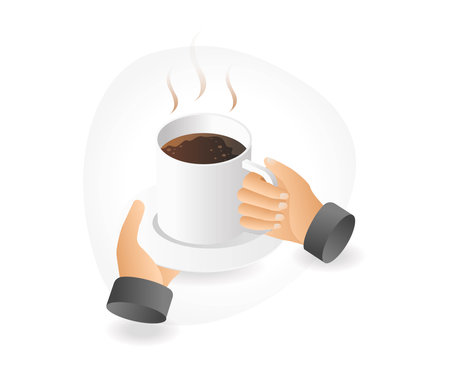 Hands carrying a cup of coffeeのイラスト素材