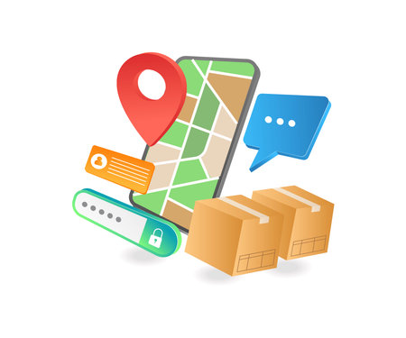 Location map application to deliver package goodsのイラスト素材