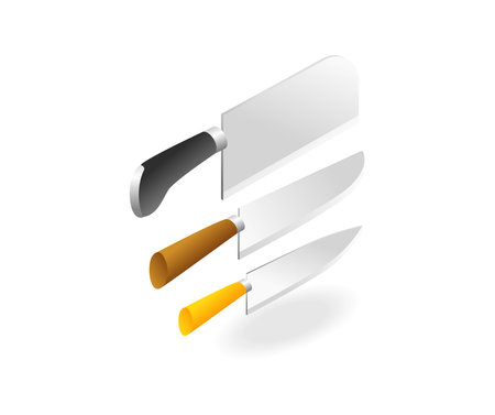 Flat 3d isometric illustration concept of kitchen tool knifeのイラスト素材