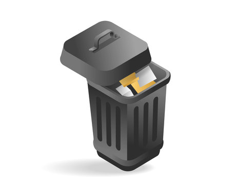 Isometric flat 3d illustration concept of paper waste binのイラスト素材