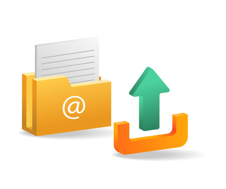 Isometric flat 3d illustration concept of upload data folderのイラスト素材