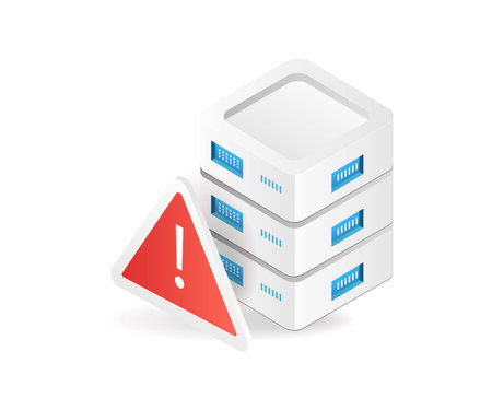 Flat isometric 3d illustration hardware storage server errorのイラスト素材