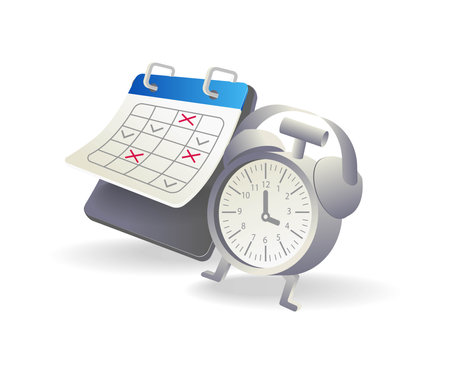 Flat isometric 3d illustration concept of making plan with calendar and alarm clockのイラスト素材