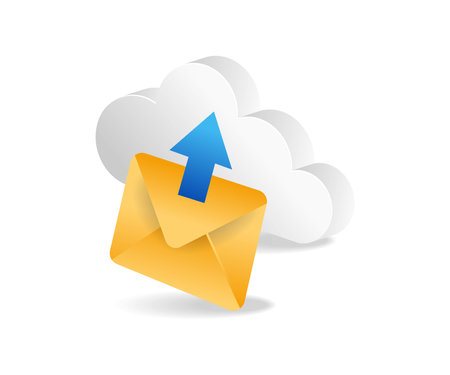 Flat isometric 3d illustration concept of sending email data to cloud serverの写真素材