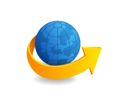 Flat isometric 3d illustration of arrow direction concept for earthのイラスト素材