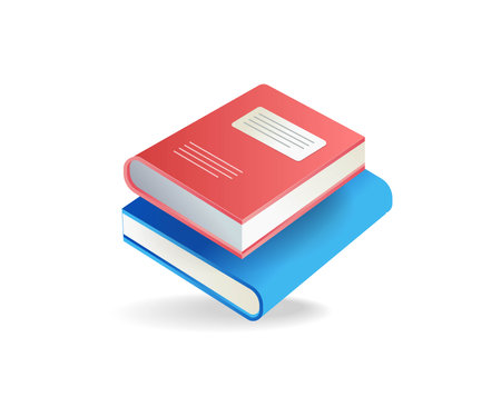 Flat isometric 3d illustration stack of textbooks conceptのイラスト素材
