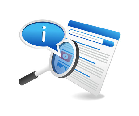 Flat 3d concept isometric illustration of searching latest information in internetのイラスト素材