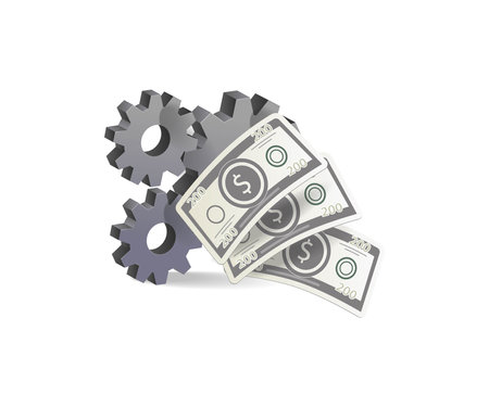 Flat isometric conFlat isometric 3d concept illustration of progress of raising money from businesscept illustration. cardboard box packing machineの写真素材