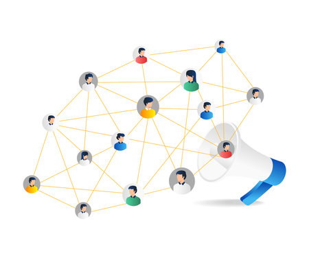 social network with people and megaphone over white background vector illustrationのイラスト素材
