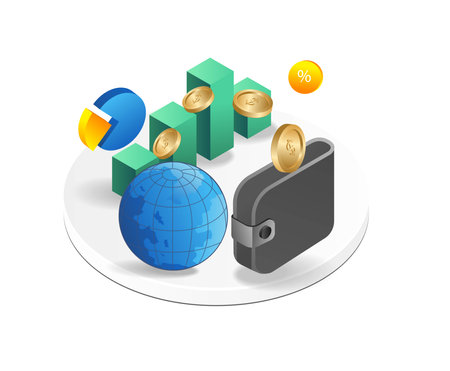 Global business. 3d isometric vector illustration on a white background.のイラスト素材