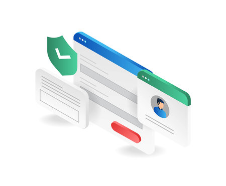 Isometric login form template. Isometric login form vector icon.のイラスト素材
