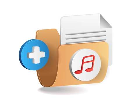Add music playlist in storage folder concept isometric illustrationのイラスト素材