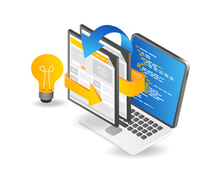 Creative web blog layout with professional programming languageのイラスト素材