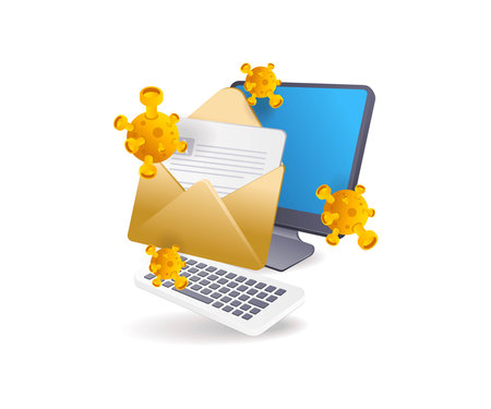 Email data attacked by malware virusのイラスト素材