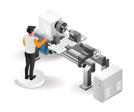 Professional automatic cnc lathe machine operatorのイラスト素材