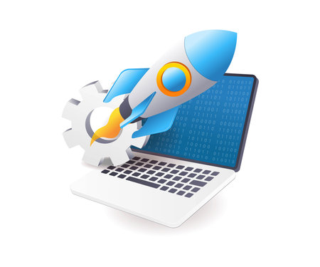 Launching a new product rocketのイラスト素材