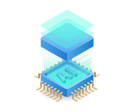 Artificial intelligence developer programmer, flat isometric 3d illustration