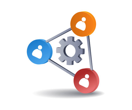 Business network flat isometric 3d illustrationのイラスト素材