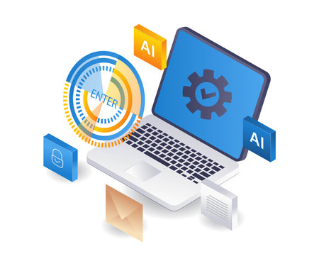 Computer technology update artificial intelligence applicationのイラスト素材