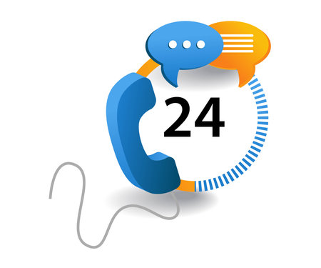 Customer service 24 hours non-stop flat isometric 3d illustrationのイラスト素材