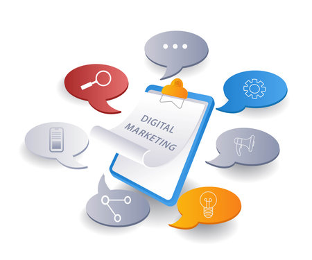 Digital marketing concept flat isometric 3d illustrationのイラスト素材