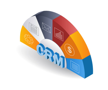 Infographic crm business system flat isometric 3d illustrationのイラスト素材