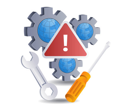 Repair error warning, flat isometric 3d illustrationのイラスト素材
