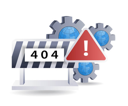 Warning sign error code 404, flat isometric 3d illustrationのイラスト素材