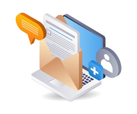 Adding new followers on social media, 3D flat isometric illustration infographicのイラスト素材