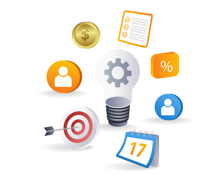 Business development ideas infographics flat isometric 3d illustrationsのイラスト素材