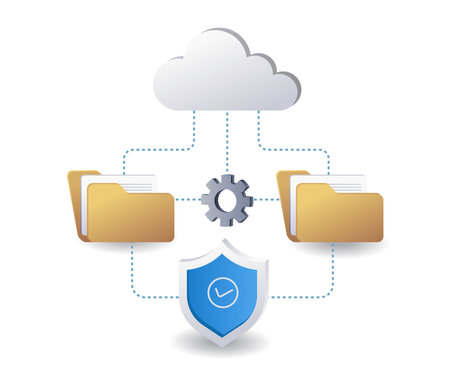 Data storage security on cloud servers technology infographics flat isometric 3d illustrationのイラスト素材