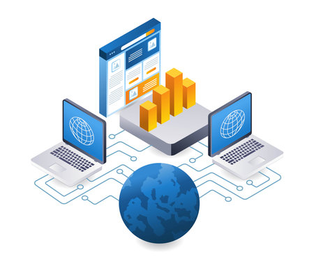 Internet application developer technology infographic 3d illustration flat isometricのイラスト素材