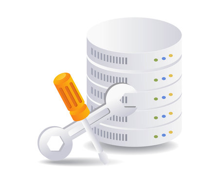 System database maintenance infographic flat isometric 3d illustrationのイラスト素材