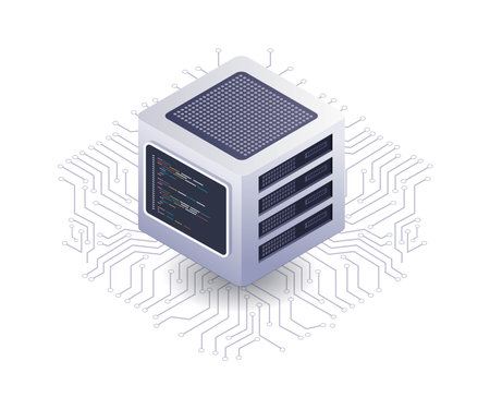 Server network technology concept isometric illustrationのイラスト素材