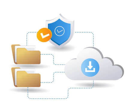 Technology data server cloud security, infographic 3d illustration flat isometricのイラスト素材