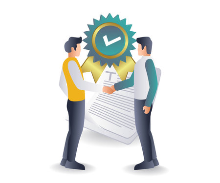 Business Partnership Agreement flat illustrationのイラスト素材