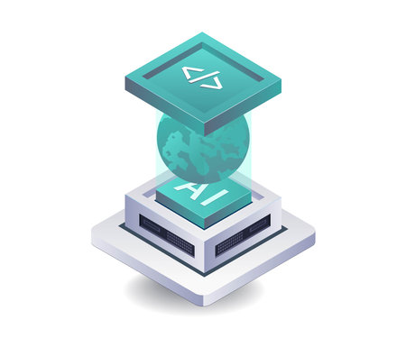 Emerging Trends in the World of AI flat isometric illustrationのイラスト素材