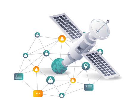 Satellite Network Communication Technologyのイラスト素材
