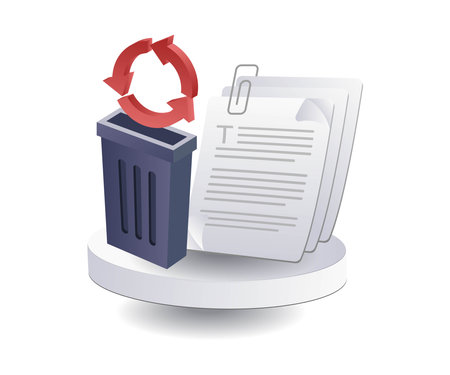 Digital Data Recycling Bin flat illustrationのイラスト素材