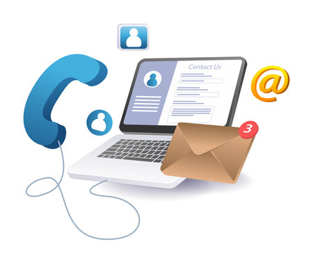 Contact us online computer web accountのイラスト素材