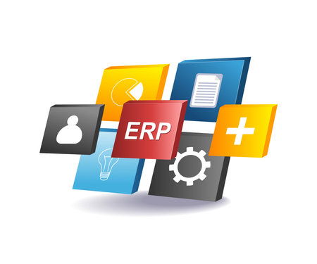 ERP business management application systemのイラスト素材