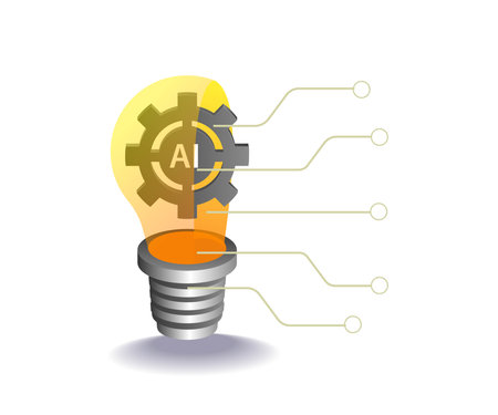 Light bulb slices with artificial intelligenceのイラスト素材