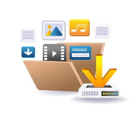 Lots of data in the technology server folderのイラスト素材
