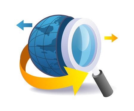 Magnifying glass with split earthのイラスト素材