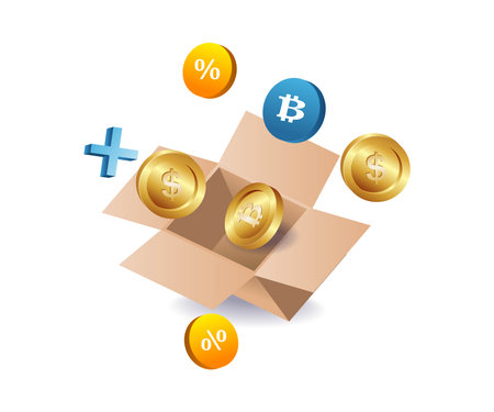 Lots of coins came out of the boxのイラスト素材