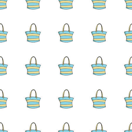 Seamless background of womens blue bags on white background. Isolated handbags isolated on whiteのイラスト素材